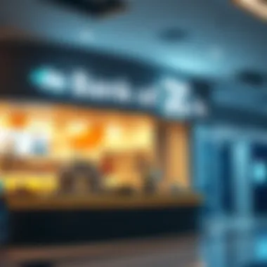 Future Banking with Cryptocurrency Integration A futuristic depiction of a bank branch integrating cryptocurrency into its services.