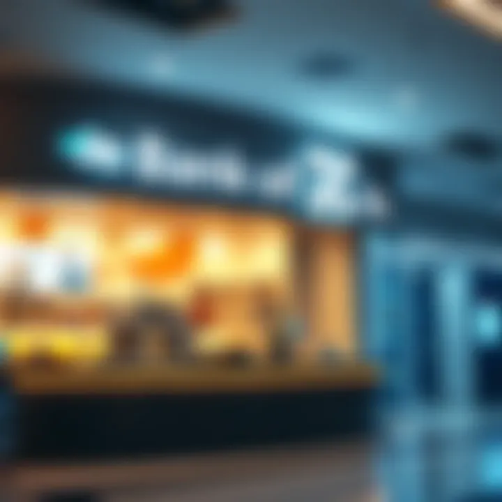 Future Banking with Cryptocurrency Integration A futuristic depiction of a bank branch integrating cryptocurrency into its services.