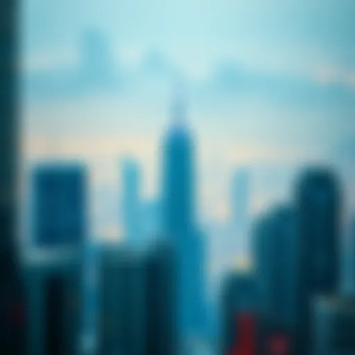 A futuristic city skyline with AI integration