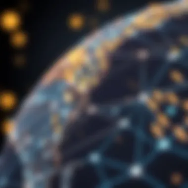 Blockchain Technology and Global Remittance Connections A digital representation of blockchain technology connecting different countries for remittance