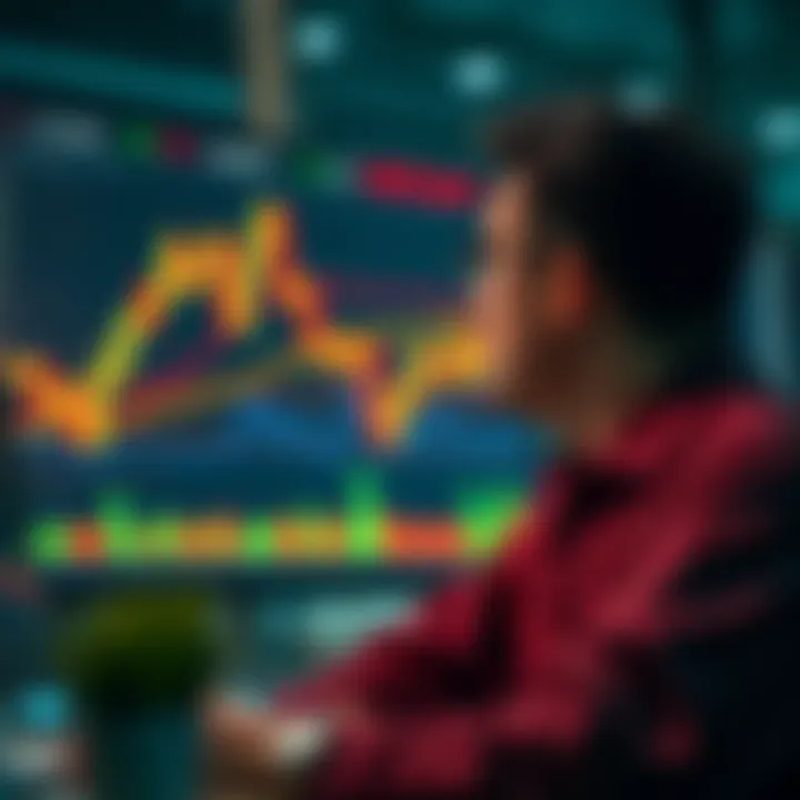 Market Analysis with Candlestick Techniques Trader analyzing market trends using candlestick charts