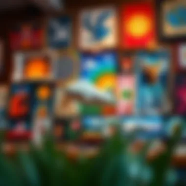 Showcasing NFT Art Diversity A digital canvas showcasing diverse NFT artworks