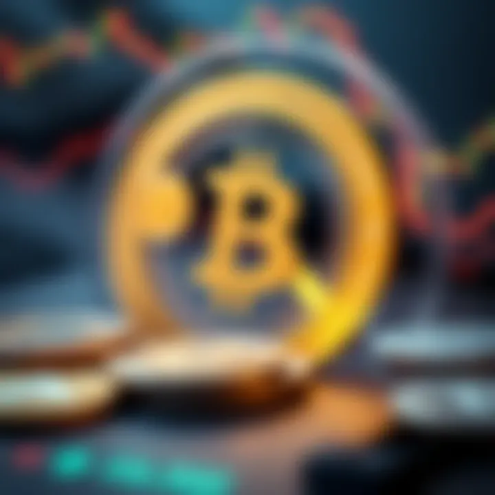 Illustration showing the interaction between different cryptocurrencies in a converter