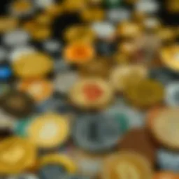 A diverse range of cryptocurrency icons representing the market's variety