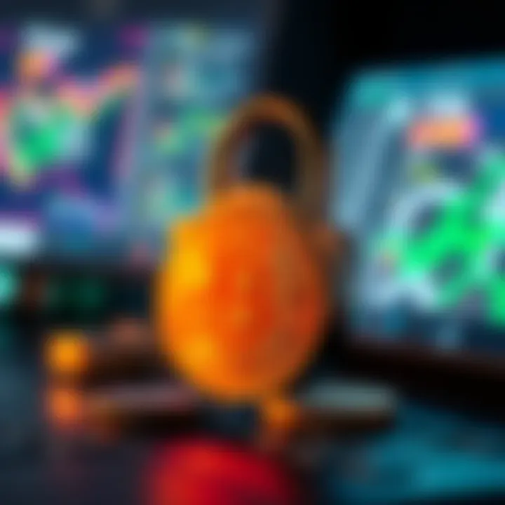 Ensuring Security in Bitcoin Transactions Security lock with Bitcoin symbol