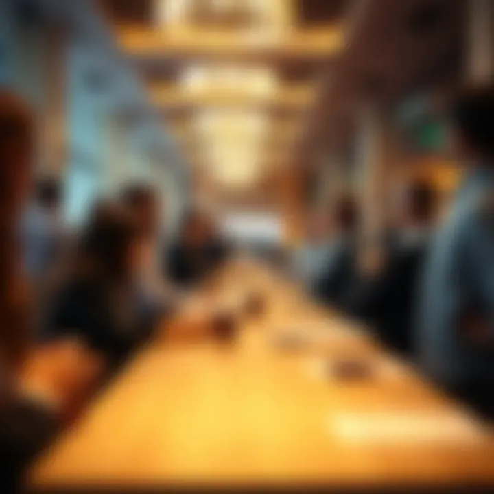 Networking session filled with attendees discussing innovations.