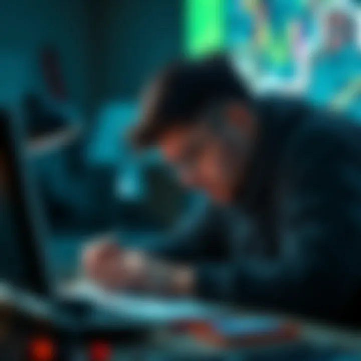 Artist Crafting Digital Art An artist creating digital art using advanced technology.