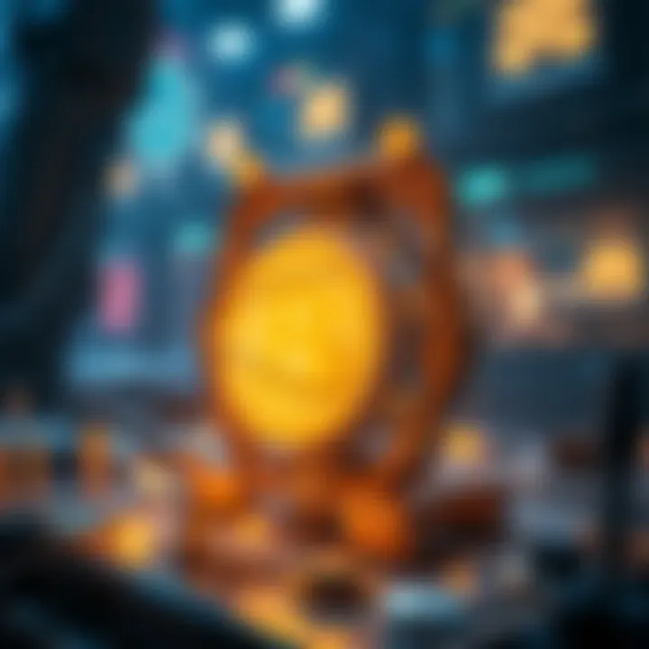 Blockchain Technology in Art A futuristic representation of blockchain technology in art.