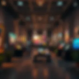 A virtual digital art gallery showcasing vibrant NFT artworks.