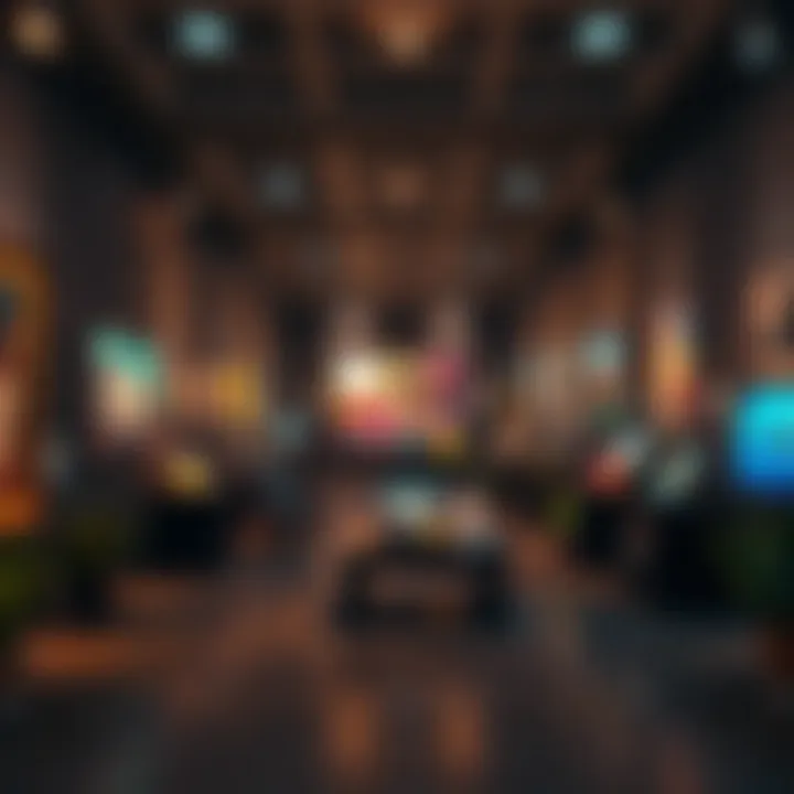 Virtual Digital Art Gallery A virtual digital art gallery showcasing vibrant NFT artworks.