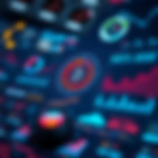 A futuristic infographic illustrating digital asset trends and market analytics.