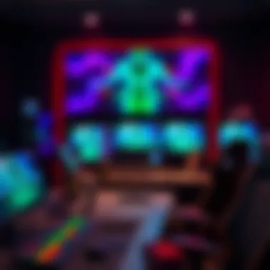 A modern gaming setup with digital devices and screens