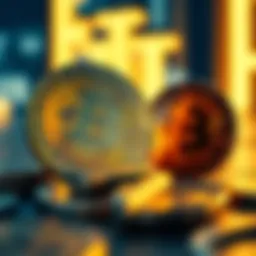 A futuristic representation of cryptocurrency coins