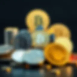A digital representation of various cryptocurrencies