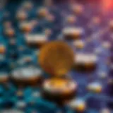 Abstract representation of security tokens in blockchain.