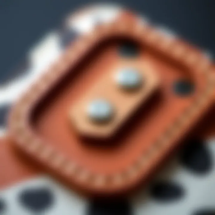 Unique Design Elements of the Dalmatian Wallet A close-up of the Dalmatian wallet's unique design elements