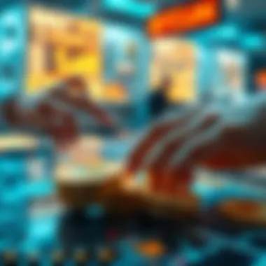 Futuristic Depiction of Digital Currency Transactions Futuristic depiction of digital currency transactions