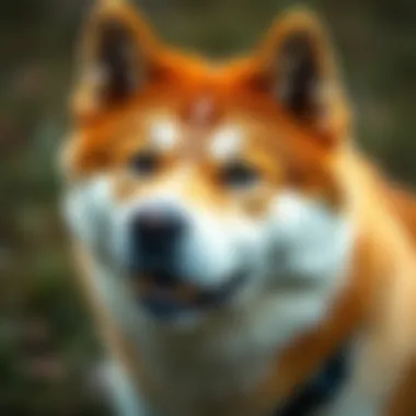 A close-up of an Akita Inu showcasing its distinct facial features