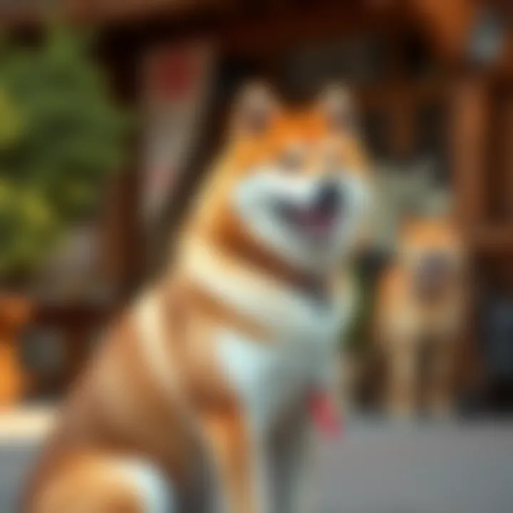 A serene setting displaying a well-trained Akita Inu obeying commands