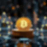 Illustration of cryptocurrency network and blockchain technology