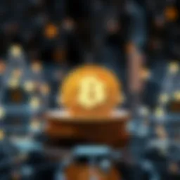 Illustration of cryptocurrency network and blockchain technology