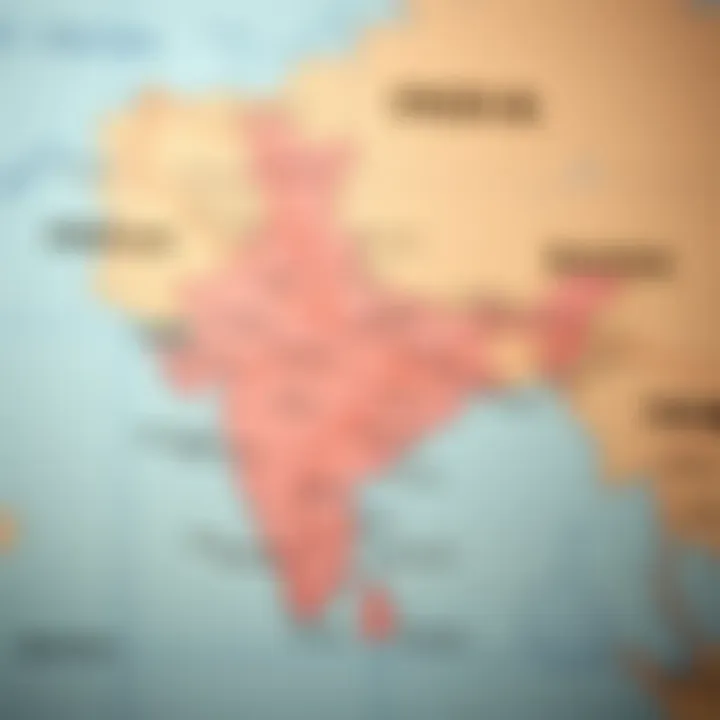 Map illustrating geopolitical influences on currency exchange