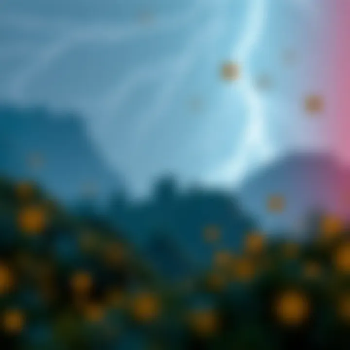 Innovative Concept of Lightning Coins A conceptual representation of lightning coins in a digital landscape