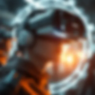 The Future of Converging VR and AR Technologies A futuristic depiction of virtual and augmented realities merging.