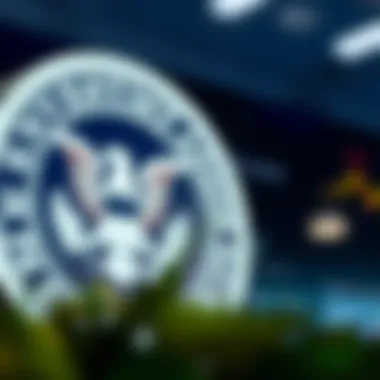 Illustration showcasing the SEC logo and investment advisory landscape