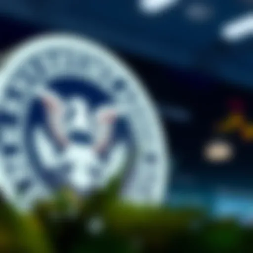 Illustration showcasing the SEC logo and investment advisory landscape